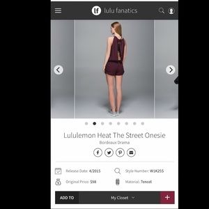 Lululemon maroon romper size 10